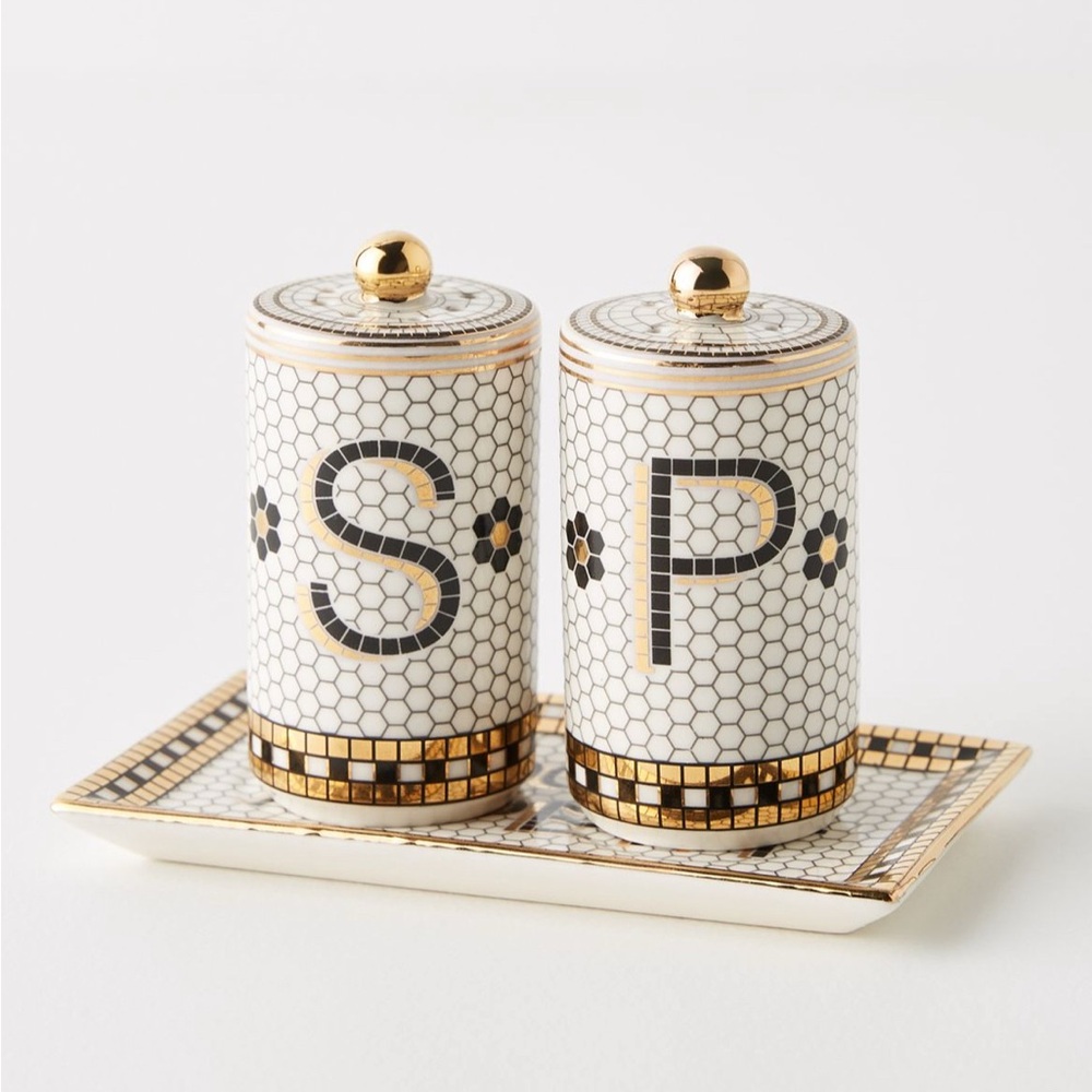 Anthropologie bistro tile salt & pepper shakers - Picture 2 of 2